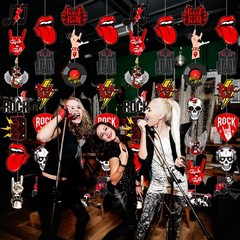 8pcs Rock and Roll Party Hanging Garlands Rock Music Room Wall Decor Rockstar…