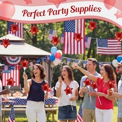 30 Pcs Mini Star Self Inflatable Balloons with Sticks Self 4 Inches Red