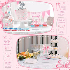 6 Pcs Pink Bow Baby Shower Table Decorations Pink Take One Acrylic Sign Coquette