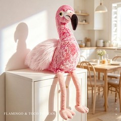 Flamingo and Toucan Plush Toy Set Soft Tropical Bird Stuffed Animals Home Decor