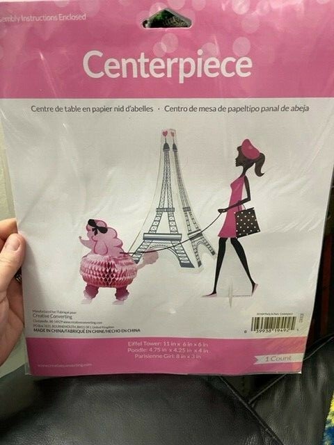 Creative Converting 3 Piece Party in Paris Centerpiece Set, Pink/Black 1ct. New!
