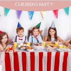 2 Pcs Red & White Striped Table Skirt Carnival Theme Table Skirts Circus