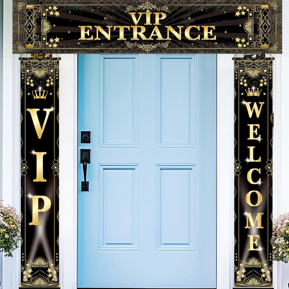 3 Pcs VIP Party Decoration Banner VIP Welcome Entrance Movie Night Door Porch Si