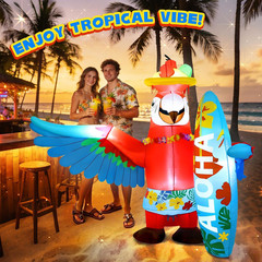 Inflatable Parrot Decorations 5FT Luau Hawaiian Surfboard Blow up Beach Party De