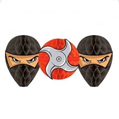 Ninja Honeycomb Decorations 3 Pieces Party Supplies Paper Karate Red