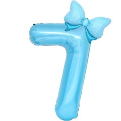 Light Blue 7 Balloon Number Blue Birthday Decorations for Girls, Blue Number 7