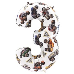 ® 26″ (66cm) Monster Jam™ Number 3 Foil Balloon – Large Monster Truck Birthda…