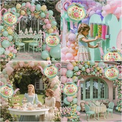 4 Pcs Tea Party Balloons, 35″ Huge Teapot Aluminum Foil Balloons for Birthday…