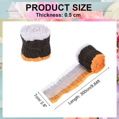 Crepe Paper Streamers, 9.84ft Streamer Decoration Paper White, Orange,Black