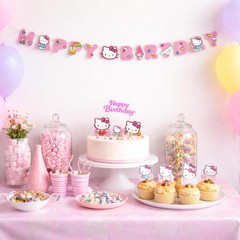 Hello Kitty Jointed Banner «Happy Birthday» 1 Ct 6 Ft Pink
