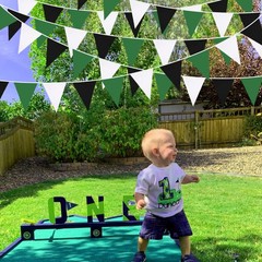 32Ft Green White Black Party Decorations Green Black Fabric Triangle Banner F…