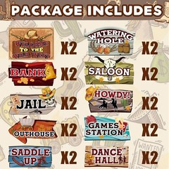 20 Pieces Western Party Directional Sign Wild West Party Decorations Cowboy P…