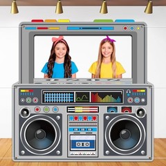 Radio Boombox Photo Booth Props for 80s 90s Party Decorations 59 X 59 Inch Gray