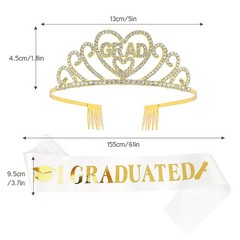 Graduation Crown and Sash Set Women Graduation Tiara Sash Celebrations