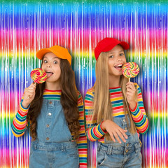 Tinsel Foil Curtains – 2 Pack Colorful Party Streamers Fringe Backdrop for Gradu