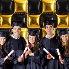 Square Foil Balloon Wall 30pcs Gold and Black Double Sided Mylar Square Ballo…