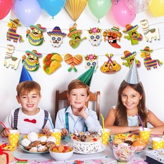 24PCS Mexican Theme Party Decorations, Fiesta Mexican Banner Cinco De Mayo Party