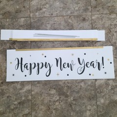 Happy New Year Photo Booth Frame Prop Gold White Black NYE Party Decor 35×30