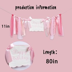 Pink Tulle High Chair Banner – Elegant ‘Happy ’ Garland for Baby Shower/Party…