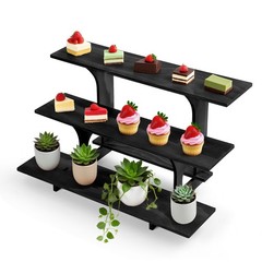 Wooden Display Riser Stand 3-Tier Rectangular Cupcake Rack Portable Shelf Rack