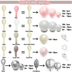 Pink White Silver Balloon Arch Double Pearl White Pink Balloon Garland with S…