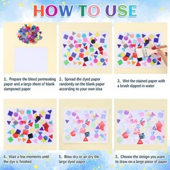 9000 PCS Bleeding Tissue Paper 1 Inch Squares Round Triangle Assorted Colors