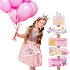 20 Pcs Princess Party Sign Decorations – Cute Pink Directional Wall Decor