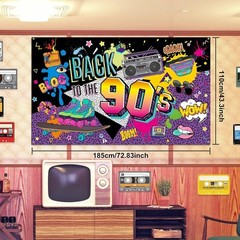 Colorful 85-Piece Party Decorations with Retro Inflatable Props & Table Covers