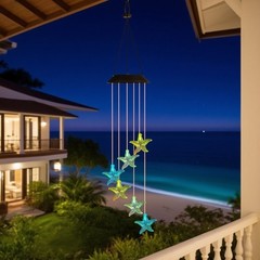 Colorful Solar Starfish Wind Chimes with Waterproof Design for Outdoor Garden