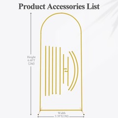 PUTROS Metal Arch 6.6FT Gold Wedding Balloon Arched Backdrop Stand