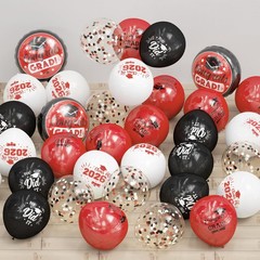 Graduation Black and Red Balloons 2026 Grad Latex Confetti Balloons with Con…