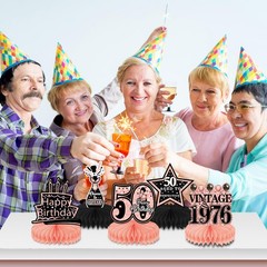 9 PCS 50th Birthday Decorations Women Rose Gold Table Honeycomb Centerpiece