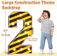 Second Birthday Construction Party Light Up Number 2