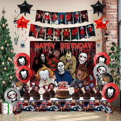 Horror Birthday Party Decorations Kit – 38 Pcs Halloween Themed Supplies with Ba