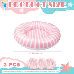 3 Pack Inflatable Floating Drink Holder, Pink Stripe Pool Bar Tray, Portable …