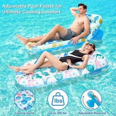 2 Pack Pool Floats Lounger, Pool Floats Adult with Adjustable Backrest, Pool …
