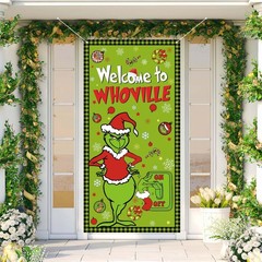 Grinch Christmas Decorations Xmas Porch Sign Door Banner Merry Grinchmas Holiday