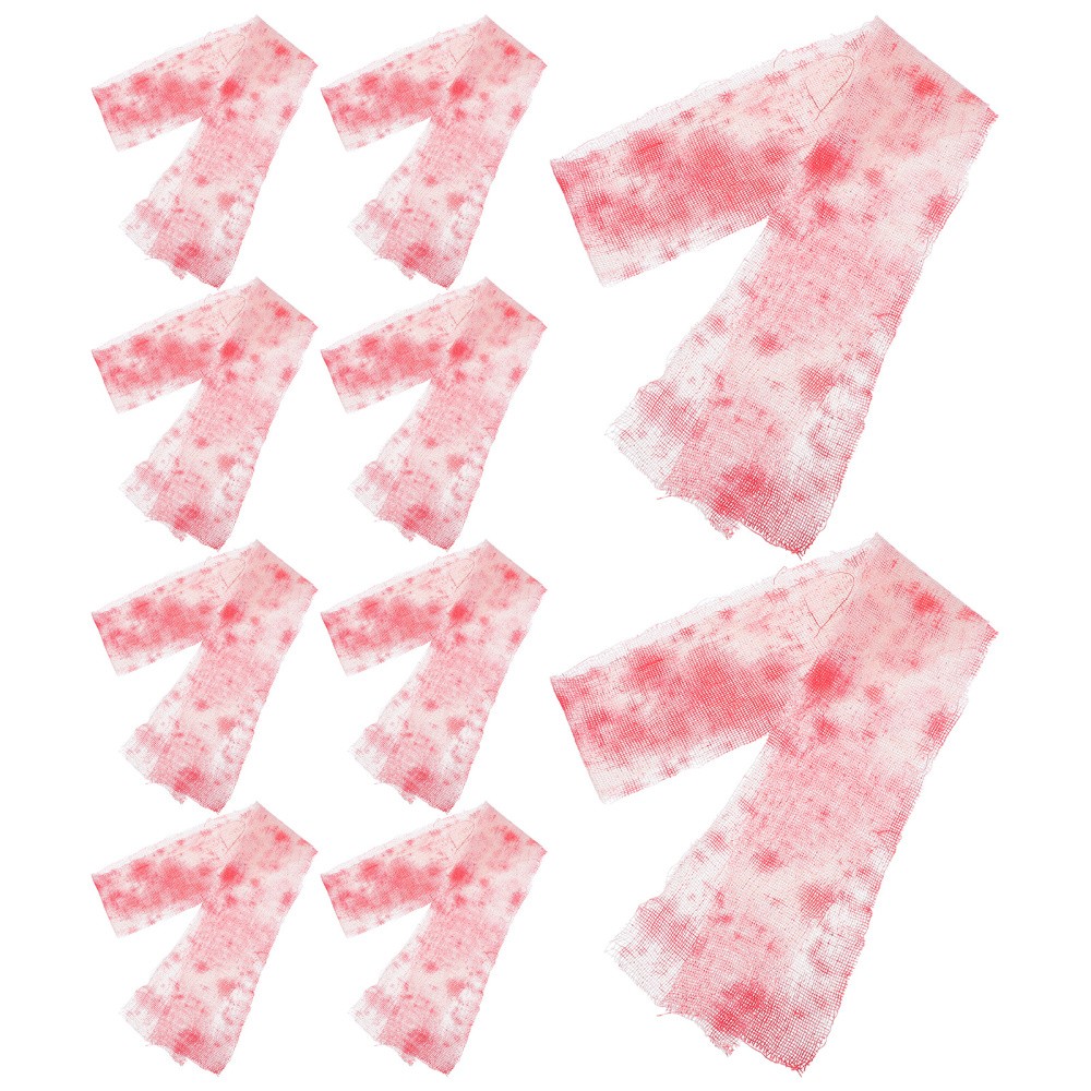 10Pcs Durable Bloody Gauze Rolls Red Cloth for Halloween Party and Costume Use
