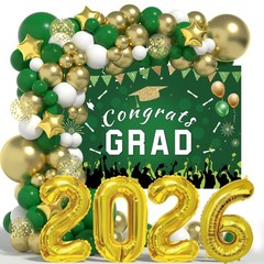Graduation Decorations Class Of 2026: Green and Gold 2026 Graduation Decorati…