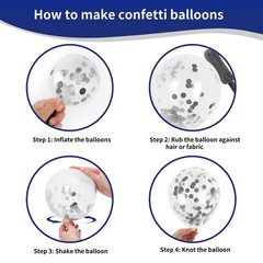 65pcs Navy Blue Silver Balloons, 12 Inches Navy Blue White Metallic Silver Ch…