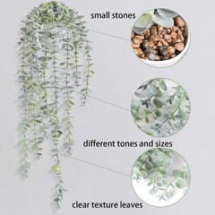 Decorative Hanging Plants for Shelf, Faux Ivy Eucalyptus Small, Light Green