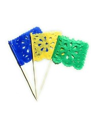 Set of 24 Pcs Multi-Colored Mini Mexican Paper Papel Picado Tissue Banner Fla…