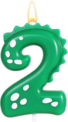 Green Number 2 Dinosaur Candle for Boy Birthday Party Decorations, 2Nd Birthday