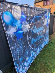 Blue And Silver Glitter Happy New Year Photo Background 8x6ft