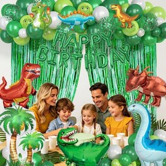 Dinosaur Party Decorations Supplies, 123Pcs Dinosaur Dark Lime Green White Ba…