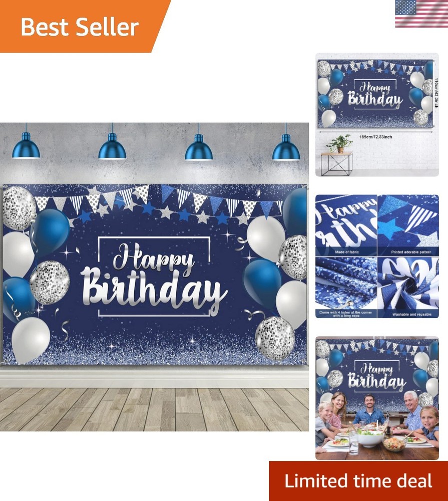 Versatile 72.8″ x 43.3″ Happy Birthday Banner – Indoor/Outdoor Photo Backdrop