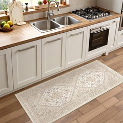 Restydon Runner Rug 2×6, Ultra-Thin Entryway 2′ x 6′ (Runner), Cream/Beige