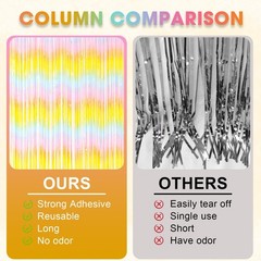 2 Pack Pastel Rainbow Foil Fringe Backdrop Curtains Tinsel Streamers for Party