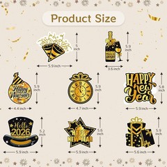40 PCS 2026 Happy New Year Decorations Hanging Swirls Black Gold Party NYE