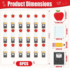 6 Pcs Back to School Garland Decor Pre-Strung Pencil Apple Composition Notebook